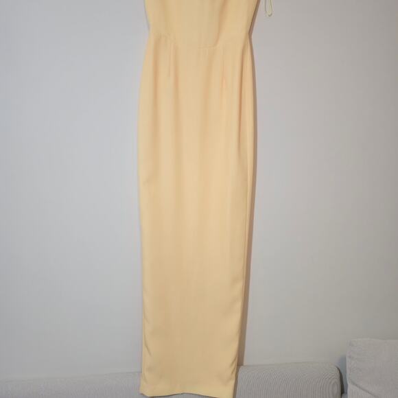 SAU LEE Butter Yellow Brooke Cap Slight Sleeves Crepe Fully Lined Maxi Gown Sz 6 - Picture 8 of 13
